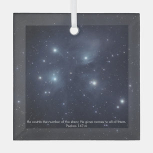 Blue Stars Psalms Scripture Ornament Aus Glas
