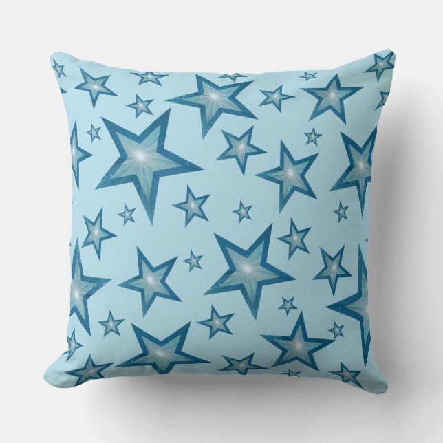 Blue Stars 'Text' Quadrat hellblau hinten Kissen (Vorderseite)