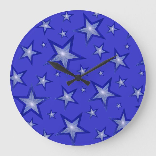 Blue Stars Uhr rund schwarz (Vorderseite)
