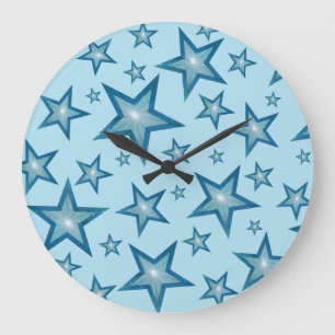 Blue Stars Uhr rund um blass blau