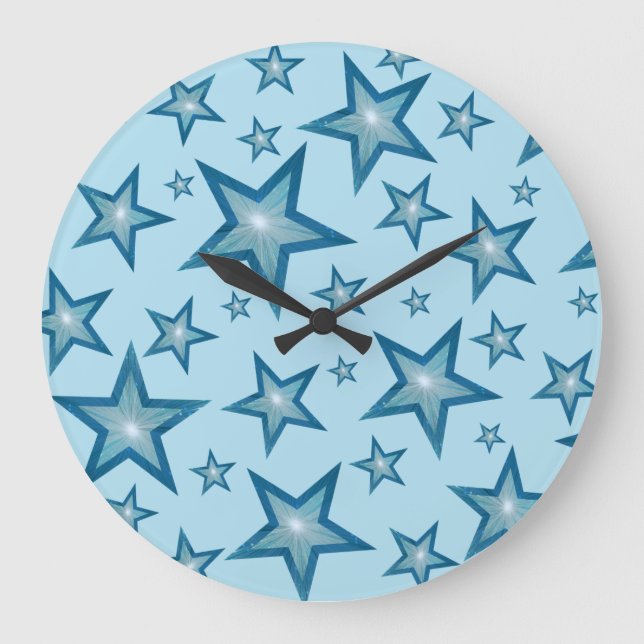 Blue Stars Uhr rund um blass blau (Vorderseite)