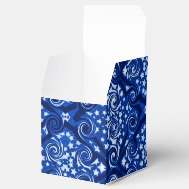 Blue Stars und Wirbel Muster Cube Fevor Box Geschenkschachtel (Geöffnet)