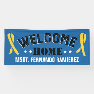 Blue Stationierung Welcome Zuhause Name Yellow Rib Banner