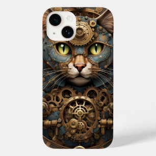 Blue Steampunk Cat KI art Case-Mate iPhone 14 Case