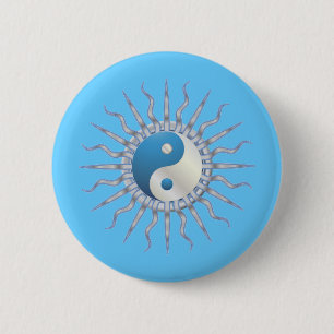 Blue Sternexplosion Yin Yang Button