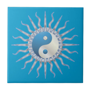 Blue Sternexplosion Yin Yang Fliese