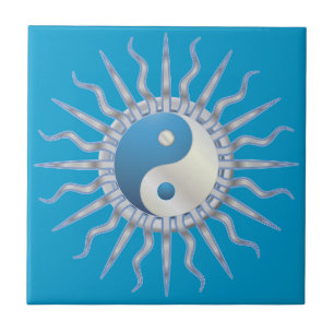 Blue Sternexplosion Yin Yang Fliese