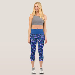 Blue Stiefmütterchens Pansy Blume Floral Aquamarin Capri Leggings