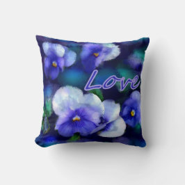 Blue Stiefmütterchens Pansy Blume Floral Aquamarin Kissen
