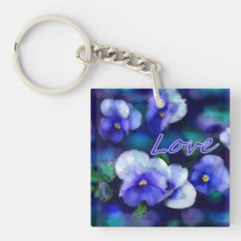 Blue Stiefmütterchens Pansy Blume Floral Aquamarin Schlüsselanhänger