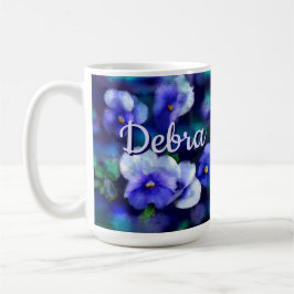 Blue Stiefmütterchens Pansy Blume Floral Personali Kaffeetasse