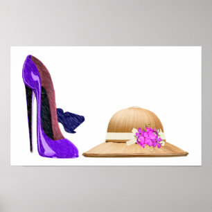 Blue Stiletto Shoes and Hat Art Poster