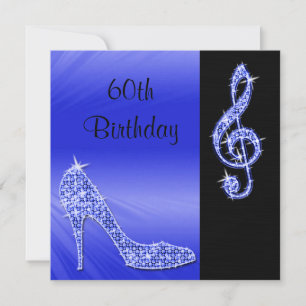 Blue Stiletto & Violinschlüssel 60. Geburtstag Einladung