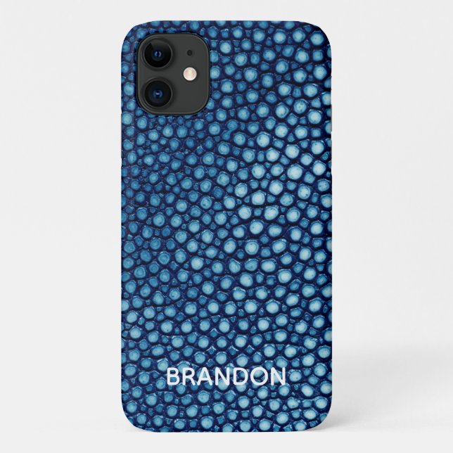 Blue Stingray Skin Print Name Personalisiert Case-Mate iPhone Hülle (Rückseite)
