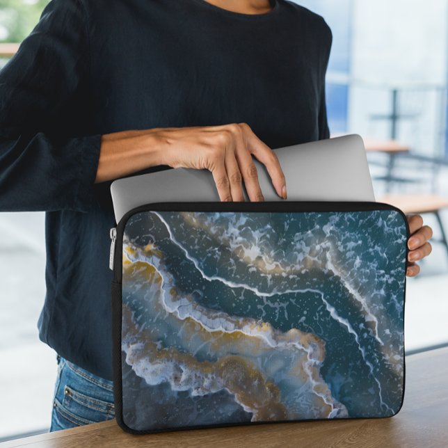 Blue Stone Agate Look Macro Fotografie Laptopschutzhülle (Von Creator hochgeladen)
