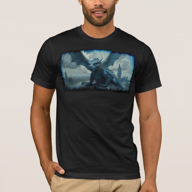 Blue Stone Dragon besucht New York T-Shirt (Vorderseite)