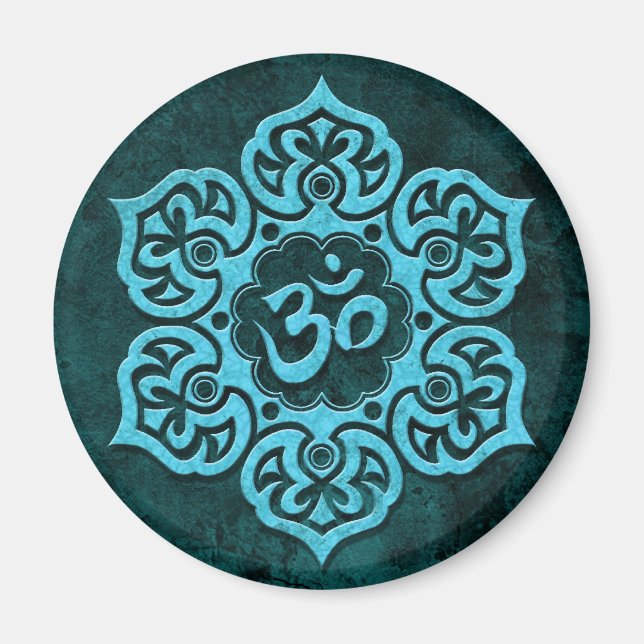 Blue Stone Floral Om Magnet (Vorne)
