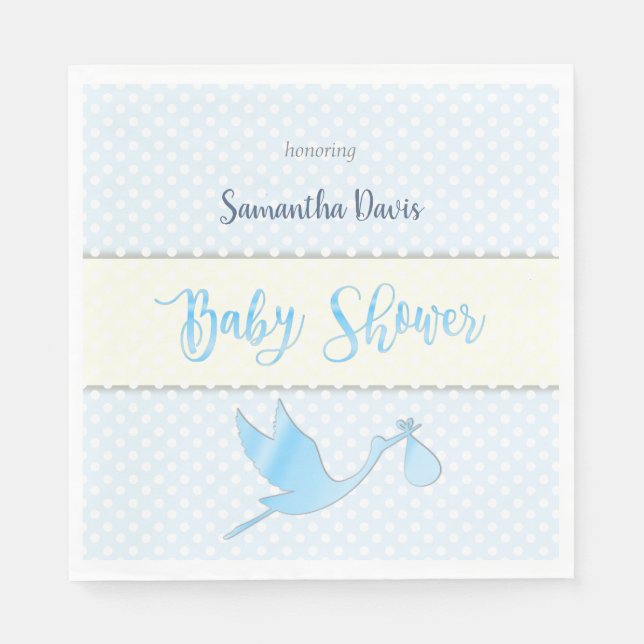 Blue Stork Baby Boy Baby Dusche Serviette (Vorderseite)