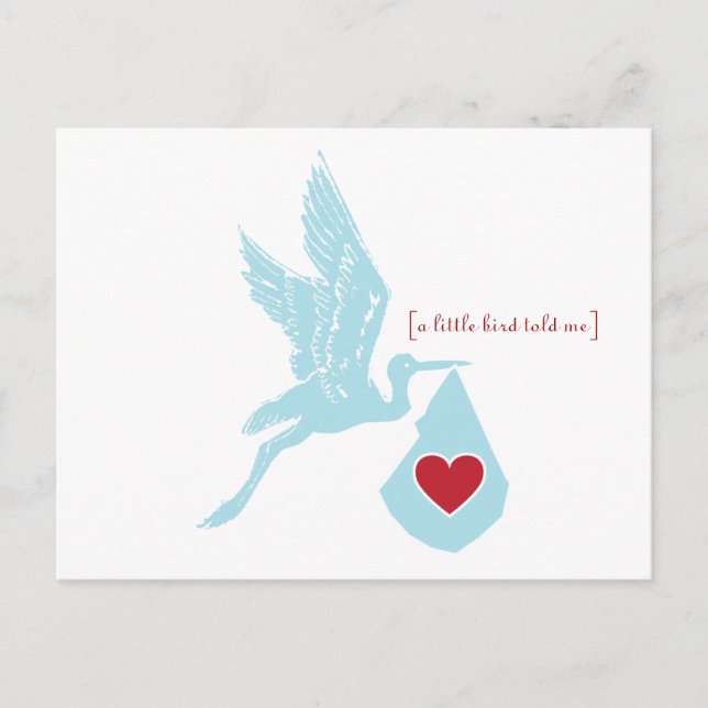 Blue Stork Baby Dusche Einladung Postkarte (Vorderseite)