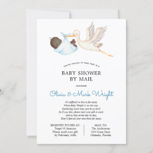 Blue Stork Baby Dusche per Mail Einladung