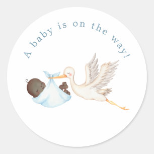 Blue Stork Baby Dusche Rundkleber Runder Aufkleber