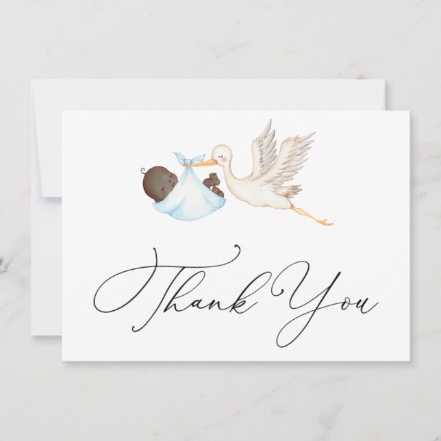 Blue Stork Baby Dusche Vielen Dank (Vorderseite)