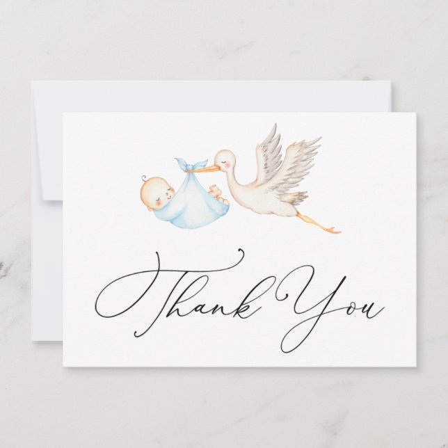 Blue Stork Baby Dusche Vielen Dank (Vorderseite)