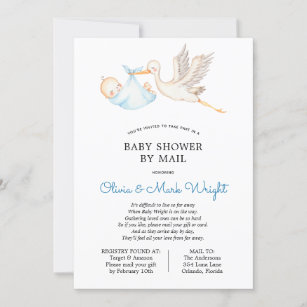 Blue Stork Baby Dusche von Mail Einladung