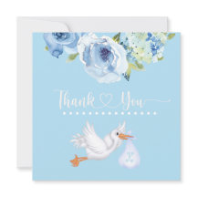 Blue Stork Monogram Floral Baby Dusche Vielen Dank