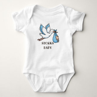 Blue STORKS  Baby Strampler