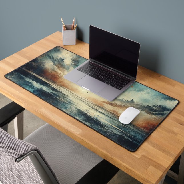 Blue Stormy Seascape Old Photograph Schreibtischunterlage (Büro 2)