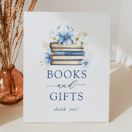 Blue Storybook Baby Shower Books and Gifts Sign Sockelschild