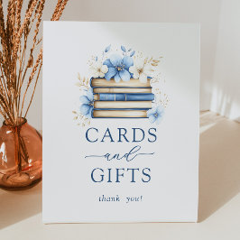 Blue Storybook Baby Shower Cards and Gifts Sign Sockelschild