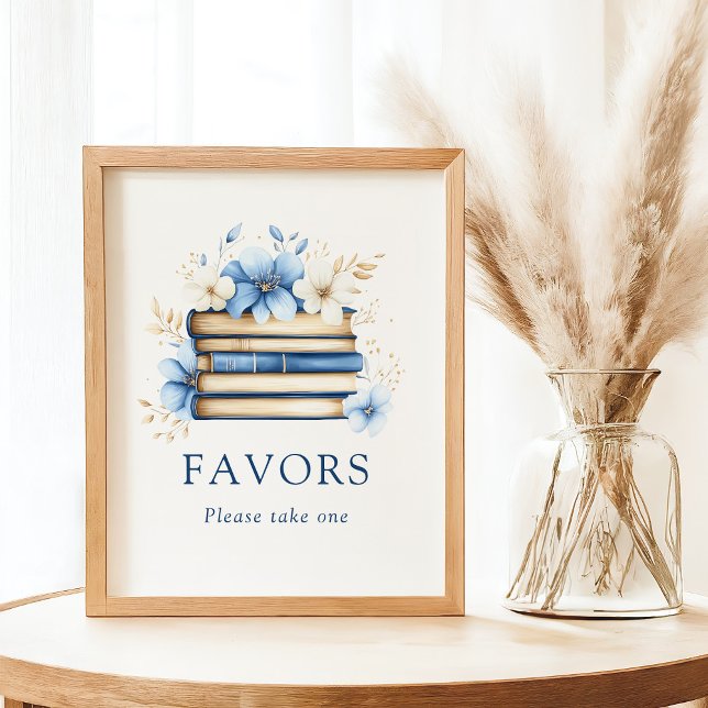 Blue Storybook Baby Shower Favors Sign Poster (Von Creator hochgeladen)