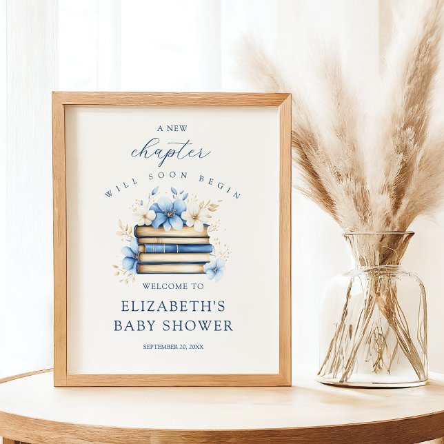 Blue Storybook Baby Shower Welcome Sign Poster (Von Creator hochgeladen)