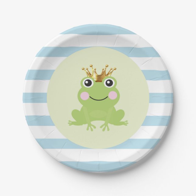 Blue Storybook Fairy Tale Frog Prince Baby Dusche Pappteller (Vorderseite)
