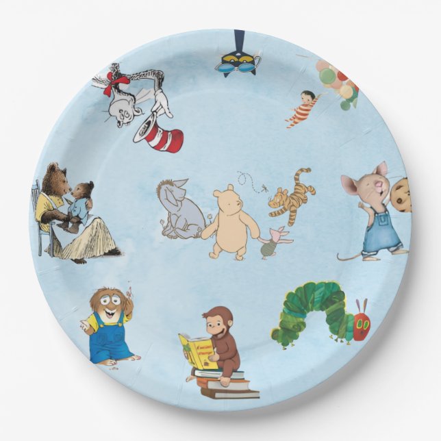 Blue Storybook Themed Paper Plate Pappteller (Vorderseite)