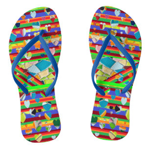 Blue Strap Mosaic Herz Flip Flops