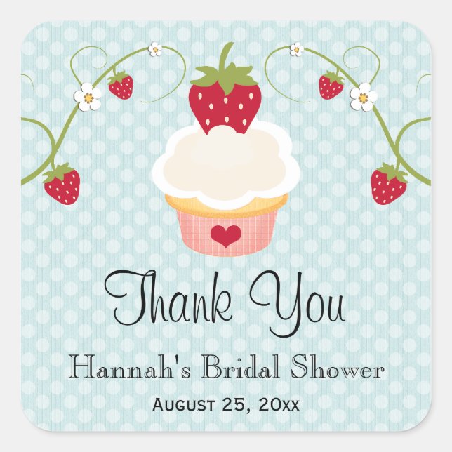 Blue Strawberry Cupcake Fevor Labels Stickers (Vorderseite)