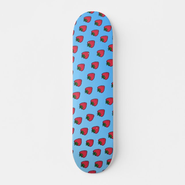 Blue Strawberry Vaporwave Designer Skateboard Deck (Vorne)