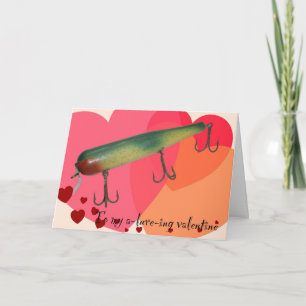 Blue Streak Vintag Lure Hearts Valentine Card Feiertagskarte