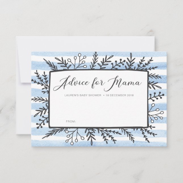 Blue Streifen Baby Duschempfehlung für Mama Cards Einladung (Vorderseite)