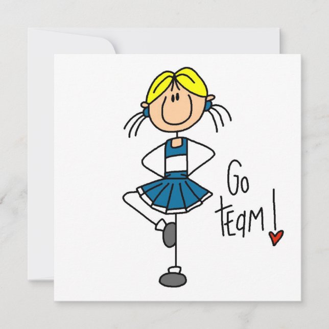 Blue Strichmännchen Cheerleader T - Shirt und Gesc (Vorderseite)