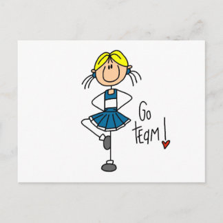 Blue Strichmännchen Cheerleader T - Shirt und Gesc Postkarte