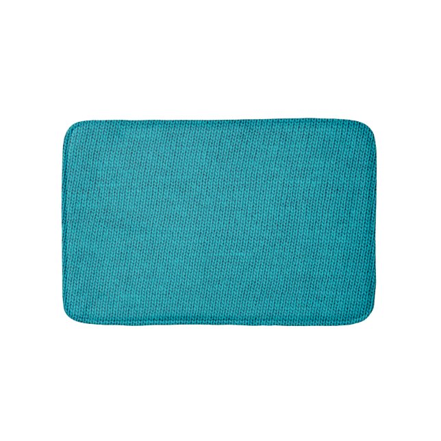 Blue Strickwoll Texture Closeup Badematte (Vorderseite)