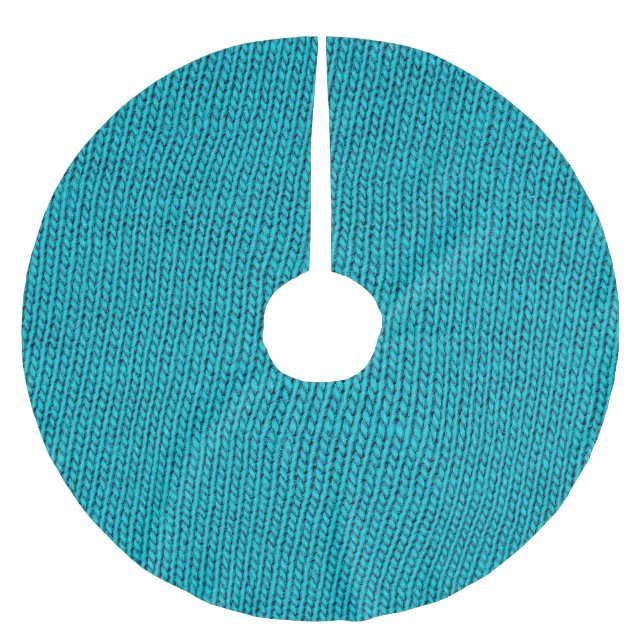 Blue Strickwoll Texture Closeup Polyester Weihnachtsbaumdecke (Vorderseite)