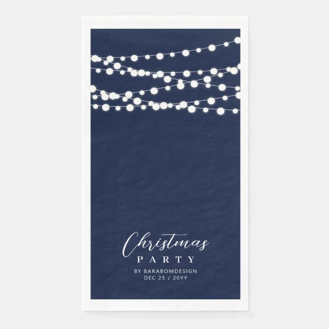 Blue String Lights Elegante Cheers Event Serviette (Vorderseite)