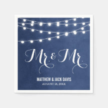 Blue String Lights Wedding Monogram