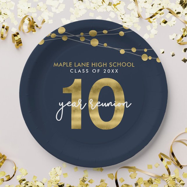 Blue Strings of Lights 10 Year Class Wiedersehen Pappteller (Von Creator hochgeladen)