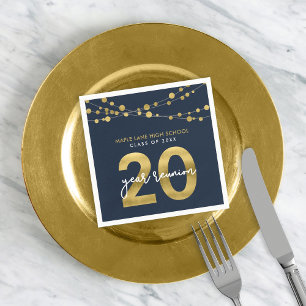 Blue Strings of Lights 20 Year Class Wiedersehen Serviette